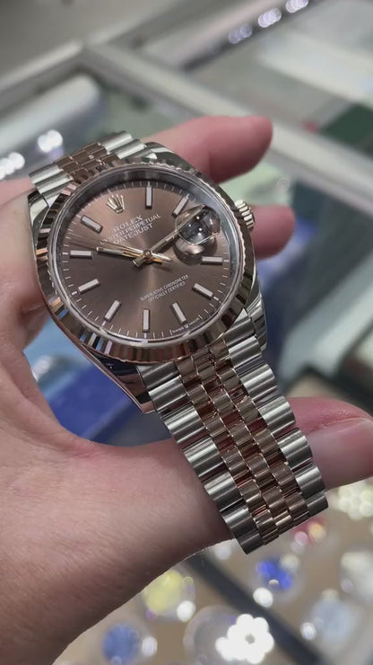 Luxury Two-Tone Chocolate Dial Men's Watch